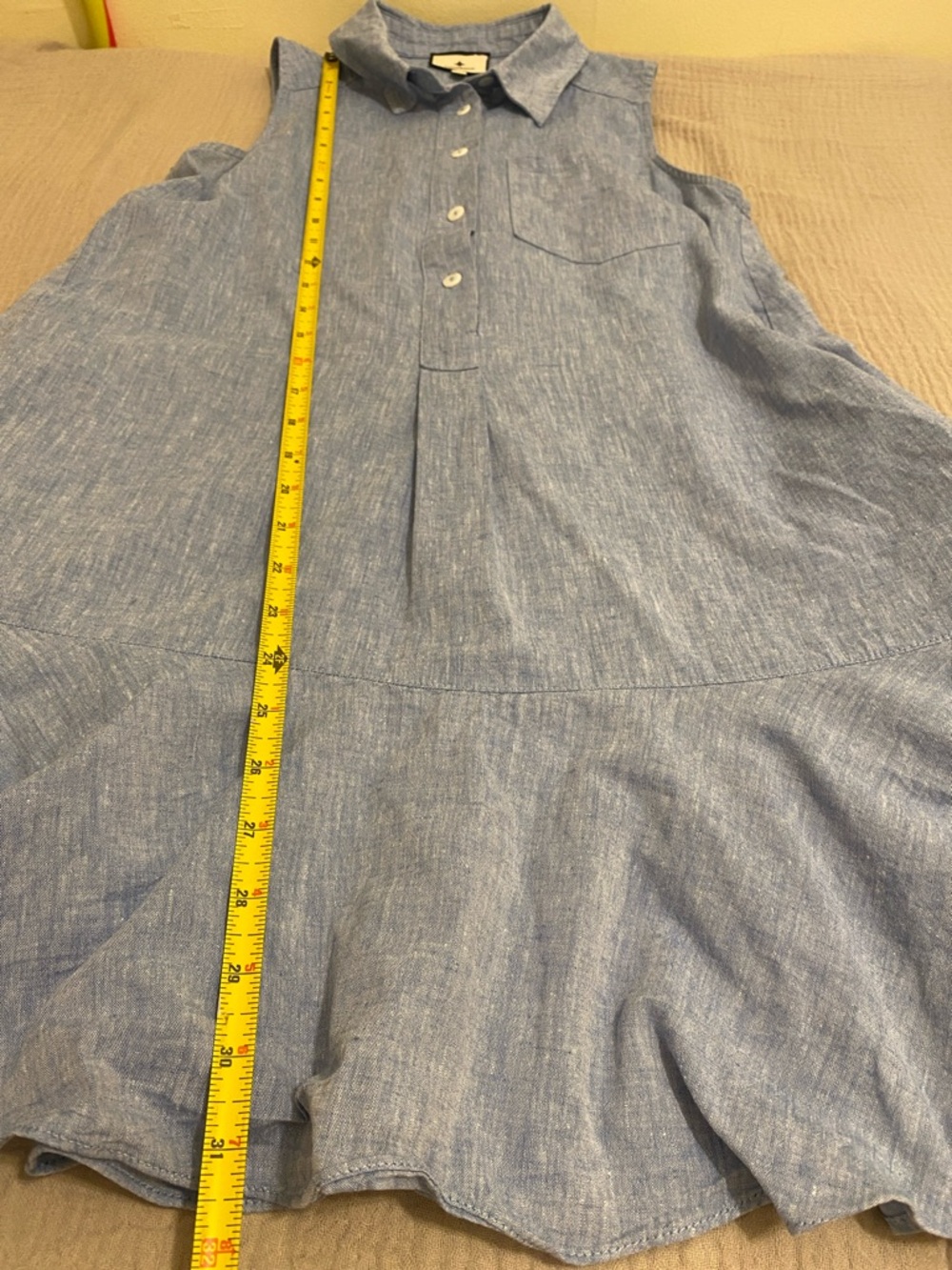 Tuckernuck Light Blue cotton linen mini dress with pockets. Size S - Picture 7 of 8